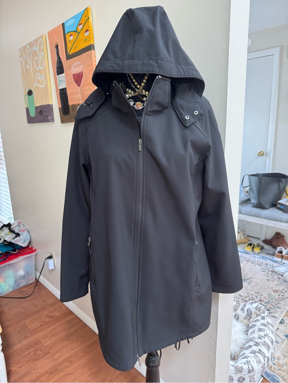 Avalanche Women’s Black Hooded waterproof lined Coat, XL Black VGC